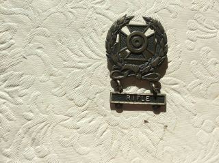 Vintage Wwii Us Military Gi Sterling Silver Marksman Rifle Pin Badge