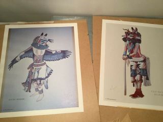 Eagle Dancer & Deer Dancer By K.  Twehaema Hopi.  Prints 1969 Tewa Enterprises