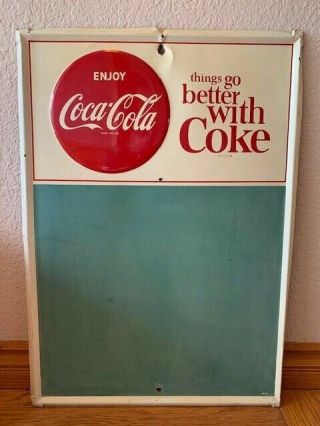 Vintage Coca - Cola Things Go Better With Coke Chalkboard Menu Metal Sign