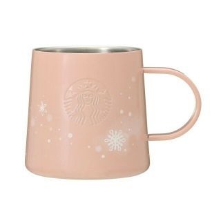 Starbucks Japan Holiday 2020 Stainless Mug Pink Snow Flakes 414ml,  Limited,