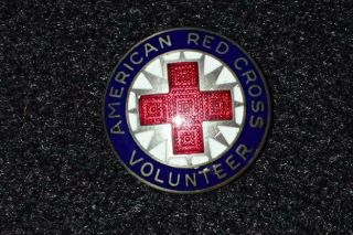 Ww2 Us American Red Cross Volunteer Lapel Pin Back Enamel Type Arc Wonderful