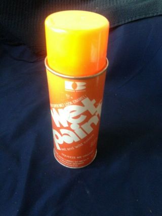 Vintage 1971 Wet Paint Squeeze Me Orange 13 Oz Spray Paint Canister