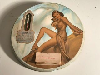 Vintage 1942 Pinup Girl Advertising Thermometer Calendar Pearl Frush Decoupage