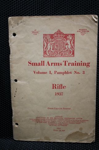 Ww2 British Small Arms Training Rifle Vol 1 No 3 1937 Reference Book