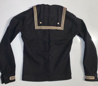 Vintage Usn Us Navy Ww2 Era Cracker Jack Sailor Black Wool Uniform Shirt Named