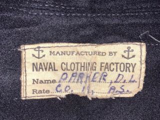 Vintage USN US NAVY WW2 Era Cracker Jack Sailor Black Wool Uniform Shirt Named 3