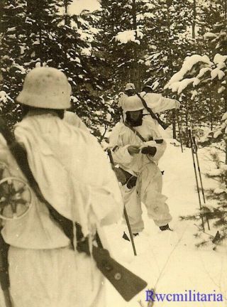 Best Wehrmacht Troops In Snow Camo On Patrol Laying Cable In Russian Winter
