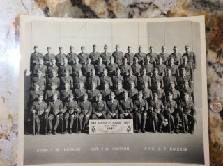 Wwii 1943 Usmc Marine Corps 84th Platoon San Diego California Unit Photo
