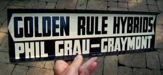 Vintage Golden Rule Hybrids Seed Corn Fence Post Farm Sign