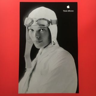 2000 Apple Think Different Poster - - Amelia Earhart Aviator - - 11x17 - -