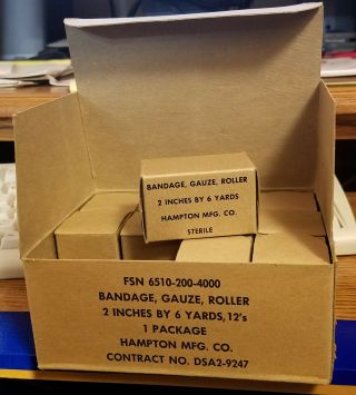 Ww2 - Korean War U.  S.  Military Gauze Bandages 11 Boxes