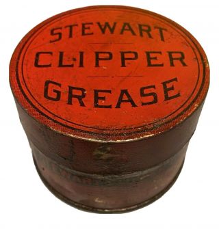 Antique Stewart Clipper Grease Can Tin Advertising Chicago Barber