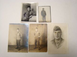 Wwii Era (5) Us Army Soldier 77th Infantry Div Photographs Statue Of Liberty