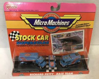 Vintage 1991 Galoob Micro Machines Richard Petty Race Team In Blister Pack