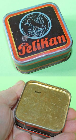 Vintage German Pelikan Gunther Wagner Litho Tin Box 1930 - 40 