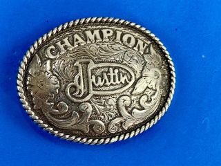 Justin Brand Boots Champion Child Boys Girls Rodeo Cowboys Belt Buckle