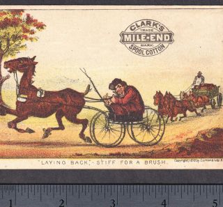 Currier & Ives 1878 © Horse Race Comic Clarks Sewing Thread Victorian Trade Card
