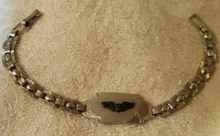 Vintage Us Military Pilot Wings Silver Tone Sweetheart Bracelet