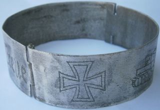 ww2 GERMAN Tankman Bracelet WWII Iron Cross Wehrmacht Cross Trench Art Engraving 2
