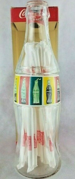 Vtg Coca Cola 1996 Collectible Straw Dispenser Glass Nib