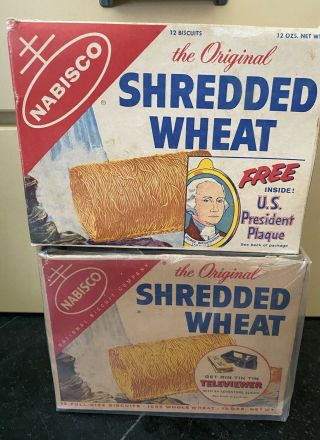 Nabisco Shredded Wheat Cereal Box Pair 1940s