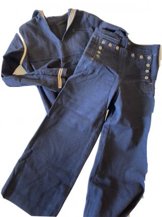 Wwii U.  S.  Navy Sailor Uniform Jumper/pants Cracker Jack Blue Vintage