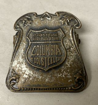 Vtg Columbia Tool Steel Company Advertising Chicago Heights Ill Metal Desk Clip