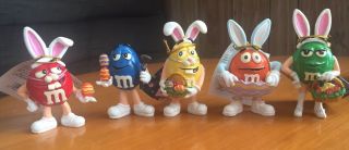 5pc Vintage M&m’s Candy Easter Figurines Figures Bunny Basket Set Decoration