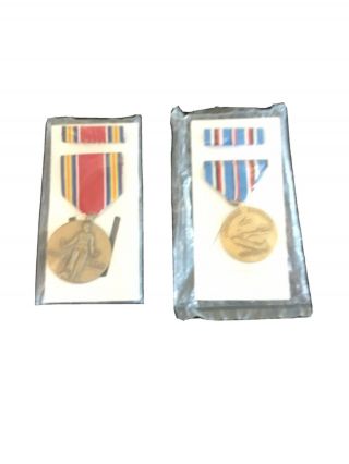 World War 2 Victory Medal.  And American Campaign Medal Nos In Plastic Cover