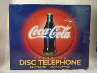 Collectible Vintage Coca - Cola Blinking Disc Telephone Neon Lights Musical Ringer