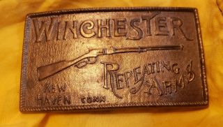 Vintage Winchester Repeating Rifle Arms Haven Conn Brass Metal Belt Buckle