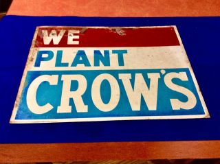 Old,  Crow ' s Hybrid Seed Corn Metal Tin Sign,  Red White Blue 2