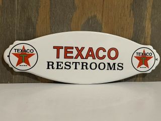 12in Texaco Restrooms Porcelain Enamel Sign Oil Gas Gasoline Door Sign