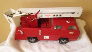 Vintage 1970s Tonka Red Snorkel Bucket Firetruck With Lift