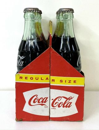 Vintage 1960 ' s Coca Cola Coke Cardboard 6 Pack Case Bottle Carrier Full Bottles 3