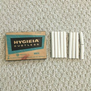 Vintage Hygieia Dustless White Chalk 9 Sticks American Crayon Company Usa Made