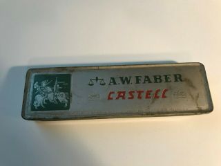 Early 1900’s A.  W.  Faber Castell Tin Litho Pencil Case & 12 Unsharpened 4h Pencil