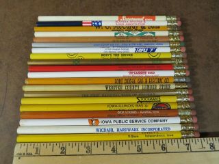 20 Vintage Advertising Wood Pencils Iowa Old Phone Number Gas Supersweet Feed