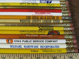 20 Vintage advertising wood pencils Iowa old phone number gas supersweet feed 2