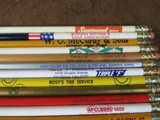 20 Vintage advertising wood pencils Iowa old phone number gas supersweet feed 3