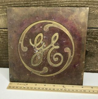 Vintage Ge Solid Brass Engraving Plate 8 " X 8 " Weights 3 1/2lbs