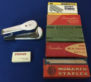 Vintage Arrow Fastener Co 5 " Stapler With Boxes Of Various Staples