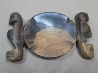 Interesting Vintage Carved Wood Trinket Dish From South Pacific Islands