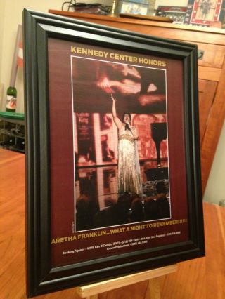 Big 10x13 Framed Aretha Franklin " Live In Concert " Ad At Kennedy Center Honors