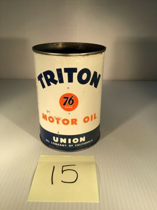 15) Old Triton Union 76 One Quart Qt Motor Oil Tin Can Sign Gas Station