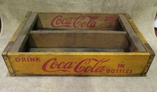 Vintage 1958 Coca - Cola Wooden Crate Carrier: Chattanooga - Coke - Yellow - 50 