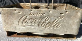 Vintage 1950 ' s Coca Cola Coke Aluminum Metal 6 - Pack Bottle Holder Drink Carrier 2