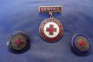 Three Ww Ii/post Ww Ii Canadian Red Cross Society Service And Donor Pins