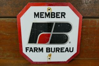 Vintage Farm Bureau Member Stop Sign Metal Double Sided Advertising Sign