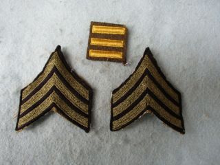 Wwii Us Army Sergeant Rank Insignia On Wool With Overseas Bars Matched Set Ww2